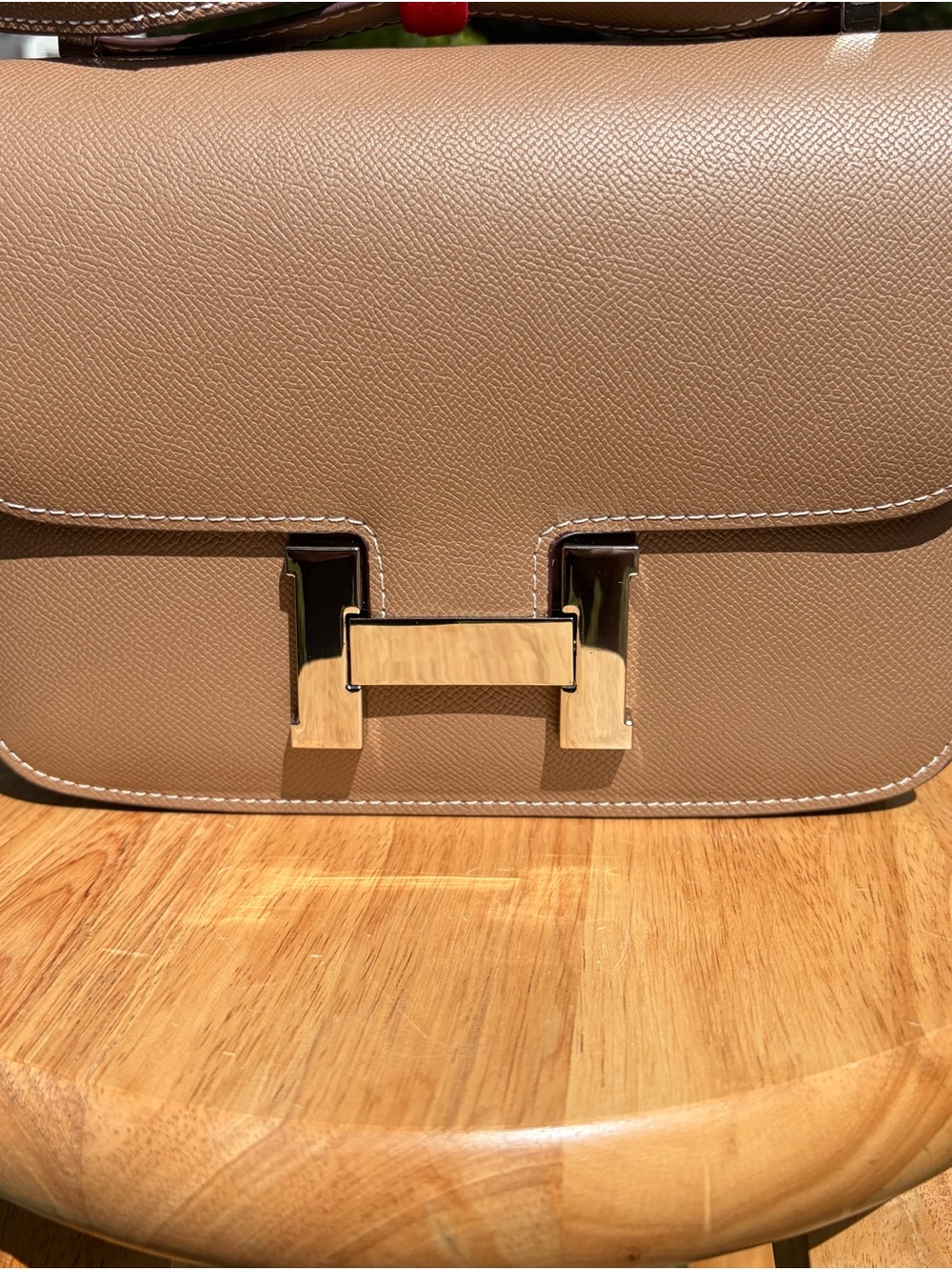 Versatile Real Leather Shoulder/Crossbody bag with Silver Hardware and H Closure